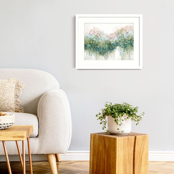 Pink & Green Abstract Floral Wall Art Framed Abstract Flower Etsy UK