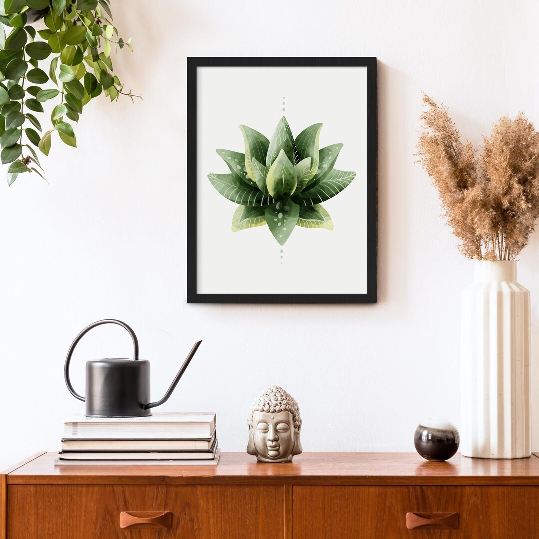 Lotus Flower Painting, Botanical Wall Art, Framed Modern Flower Print ...