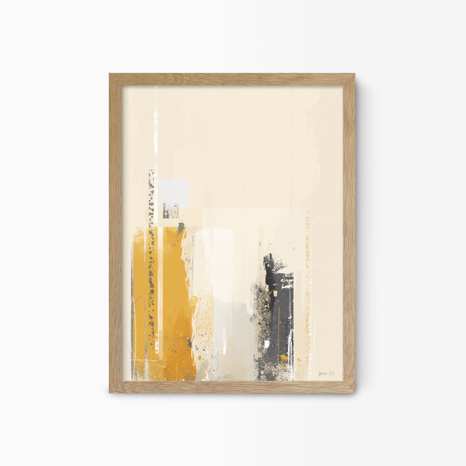 Mustard and Grey Abstract Print Mustard Yellow Wall Art Etsy