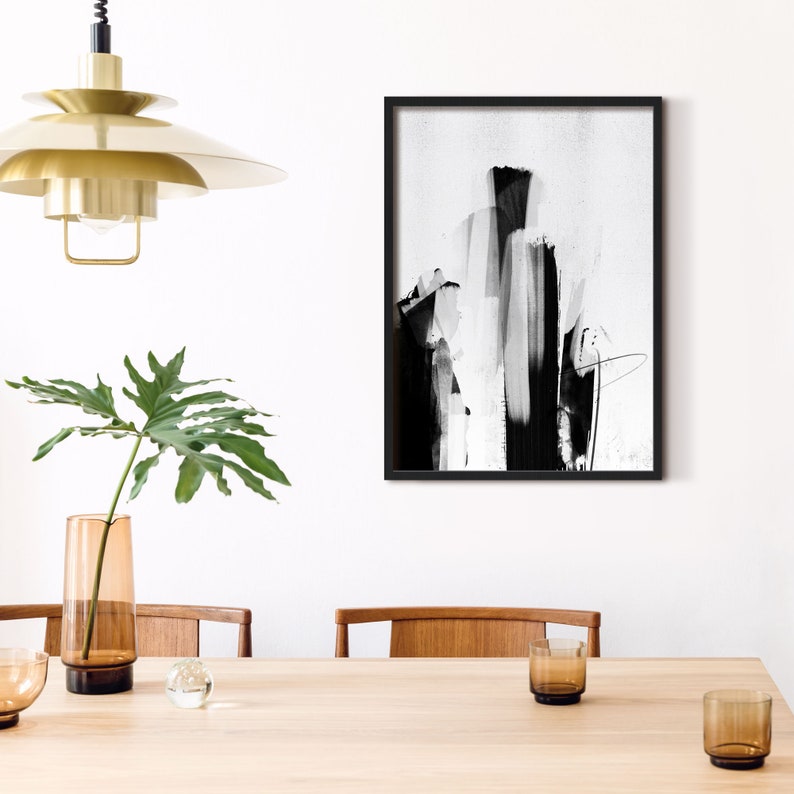 Minimalist Wall Art Prints Black and White Abstract Painting | Etsy