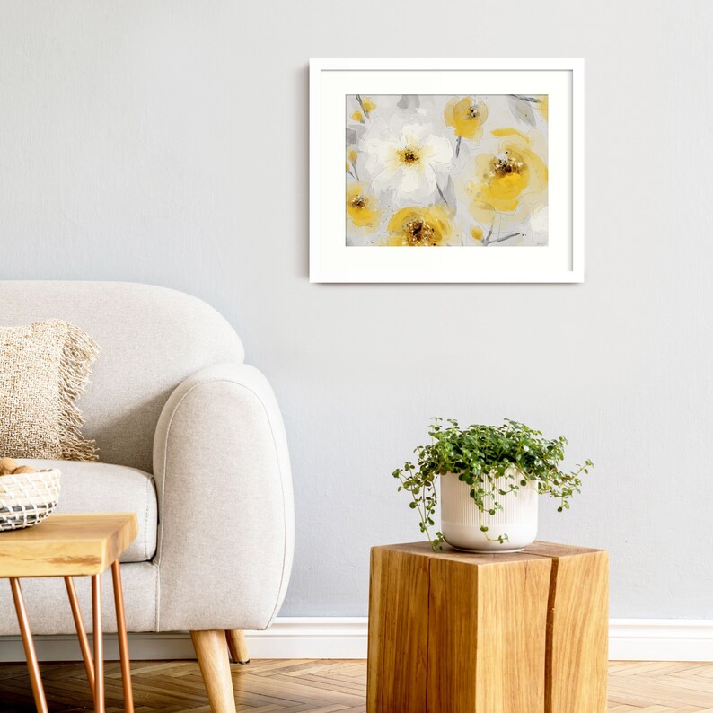 Mustard Yellow Flower Wall Art Print Large Framed Flower Etsy