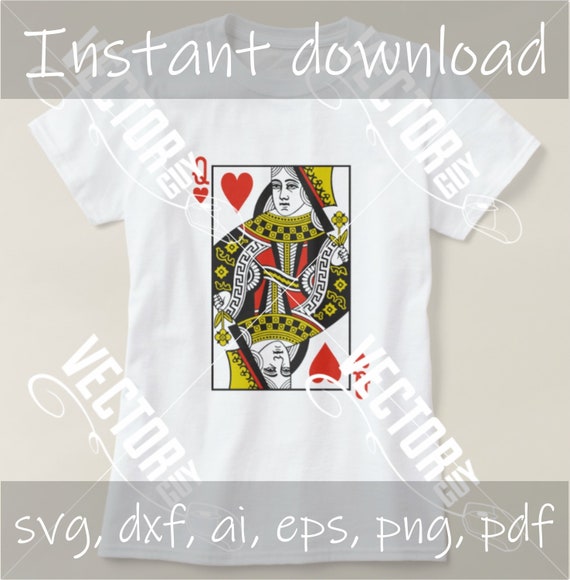 Queen Of Hearts Playing Cards Cut File Svg Instant Etsy
