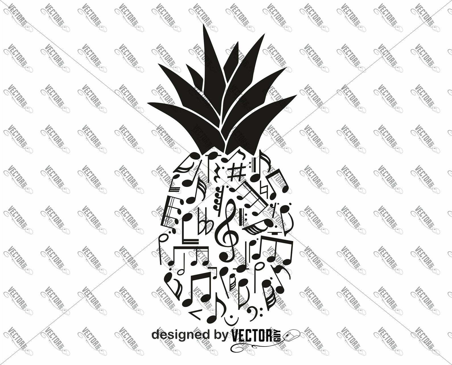 Pineapple Music Notes SVG Cut File Instant Download Etsy Ireland