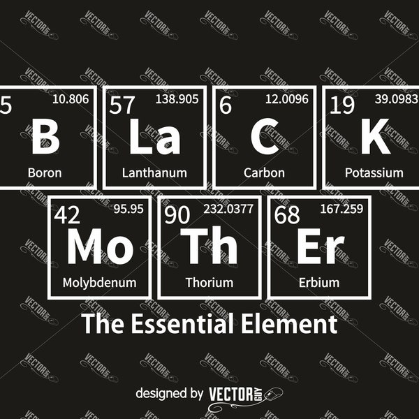 Black Mother, The Essential Element, Periodic Table, SVG Cut File, Instant Download