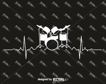 Drums Heartbeat, SVG Cut Datei, Sofort Download