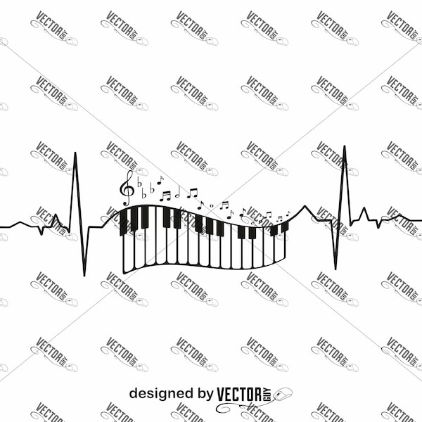 Piano Heartbeat, SVG Cut File, Instant Download