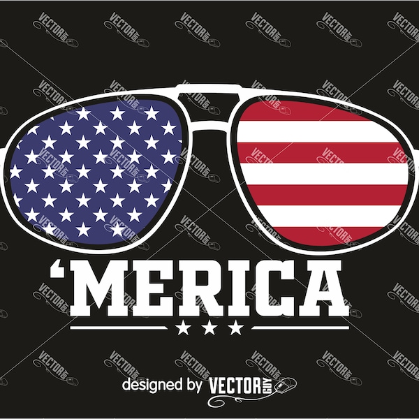 Lunettes de soleil America, 'Merica Aviator Glasses, SVG Cut File, Téléchargement instantané