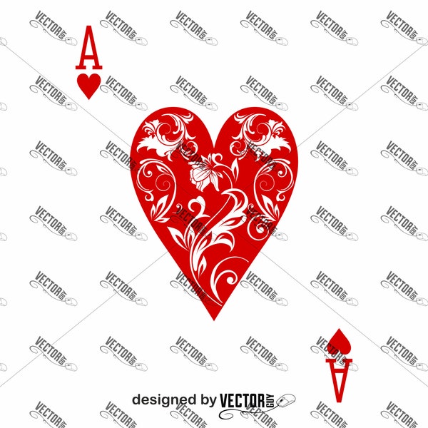 Ace of Hearts Card, SVG Cut File, Instant Download