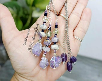 Dowsing Crystal Pendulum, Aura Amethyst Beaded Pendulum, Divination, 9" 1 Piece