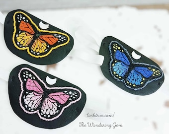 Fjärilsbroderad pärlbroderad ögonlapp, justerbar syntillbehör, ögonhjälp, kostymtillbehör, blandade färger