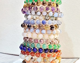 Wholesale Assorted Gemstone Bracelets, Wire Wrapped Bracelets, Bulk Bracelets