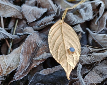 Pendant lilac leaf. Pendant with real leaf. Gilded. Botanical jewelry. Nature Inspired.  Electroplating.