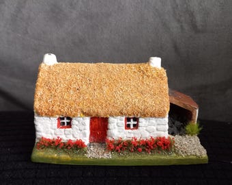 Thatched Cottage in Donegal  a typical wee cottage of Donegal  County. in the North of Ireland  the wee shed contains Real  Irish  Turf