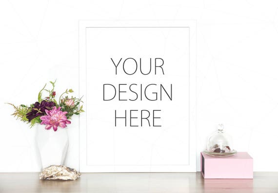 White Frame Mockup Vertical Frame Artwork White Room Interior