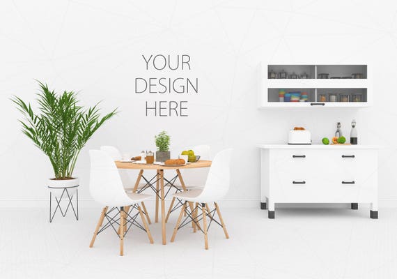 Blank Wall Mockup Black Frame Wall Art Kitchen Interior Blank Wall Mockup Black Frame Wall Art Kitchen Interior