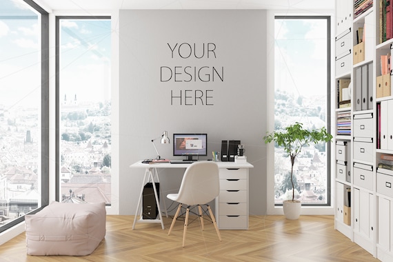 Download Free Blank Wall Mockup Art Pink Home Office Room Feminine (PSD) - Download Free Blank Wall ...