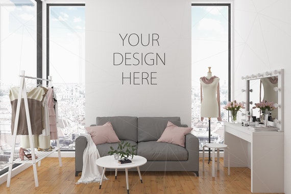 Blank Wall Mockup Art Interior Dressing Room Mockup Poster