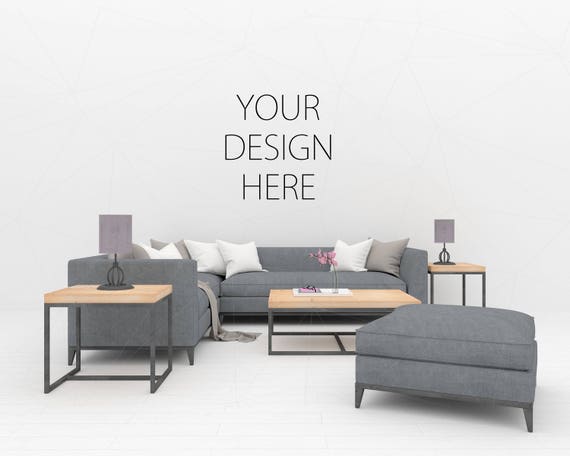 Blank Wall Mockup Black Frame Wall Art Room Interior