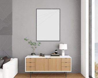 Blank Wall Mockup Art Lounge Interior Living Room Mockup Poster Artwork Canvas Big Window Loft Horizontal Vertical Frame Bundle Jungle