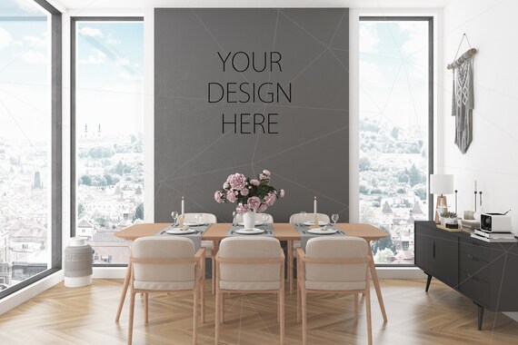 Download Drawing Illustration Blank Wall Mockup Art Pink Living Room Feminine Interior Dining Room Mockup Poster Artwork Canvas Scandinavian Design Nordic Boho Female Art Collectibles