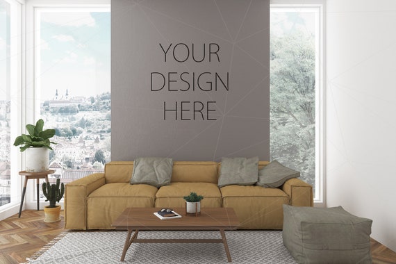 Download Blank Wall Mockup Art Pink Living Room Interior Room Mockup Etsy PSD Mockup Templates