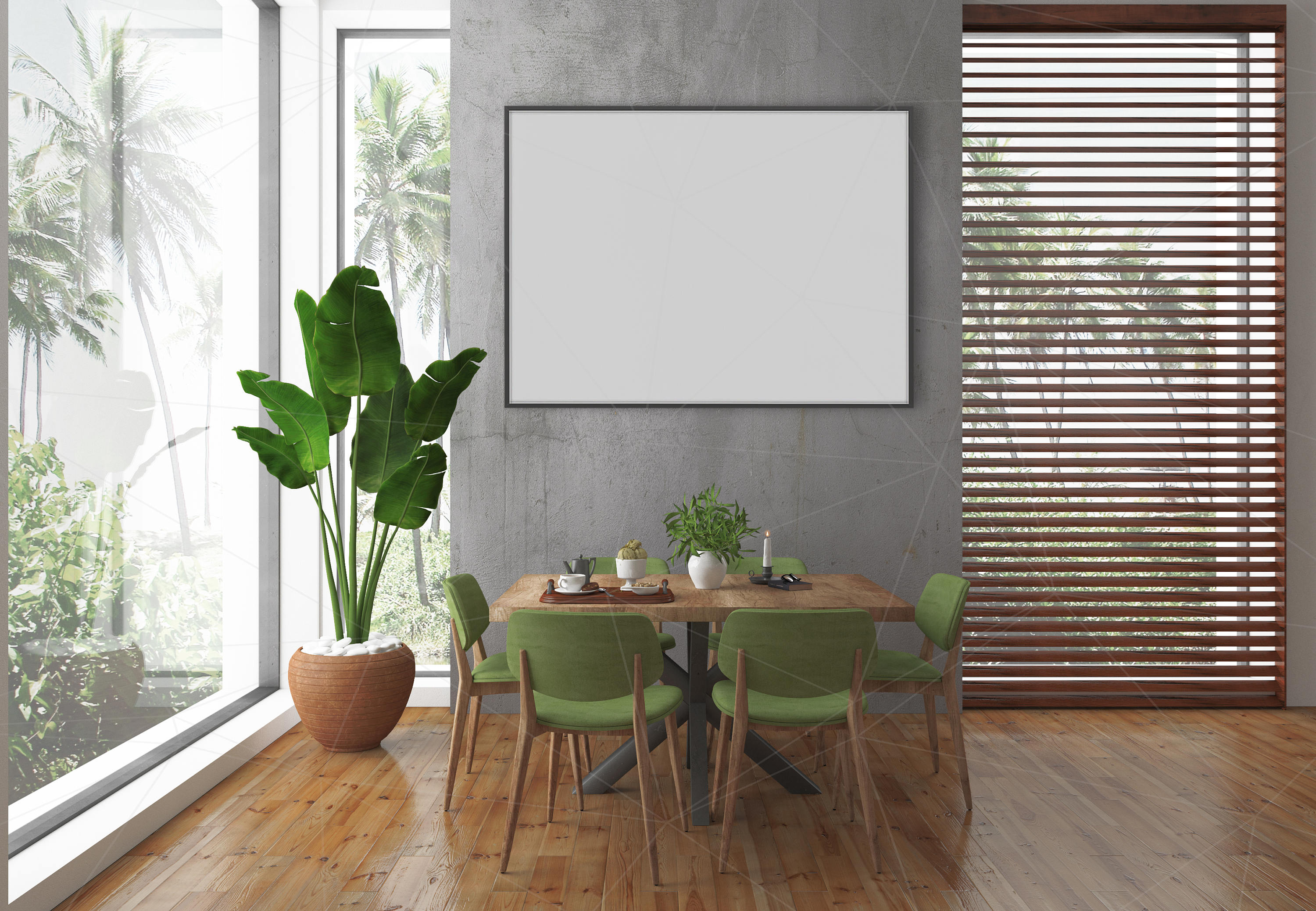 Blank Wall Mockup Black Frame Art Lounge Interior Dining Room Etsy