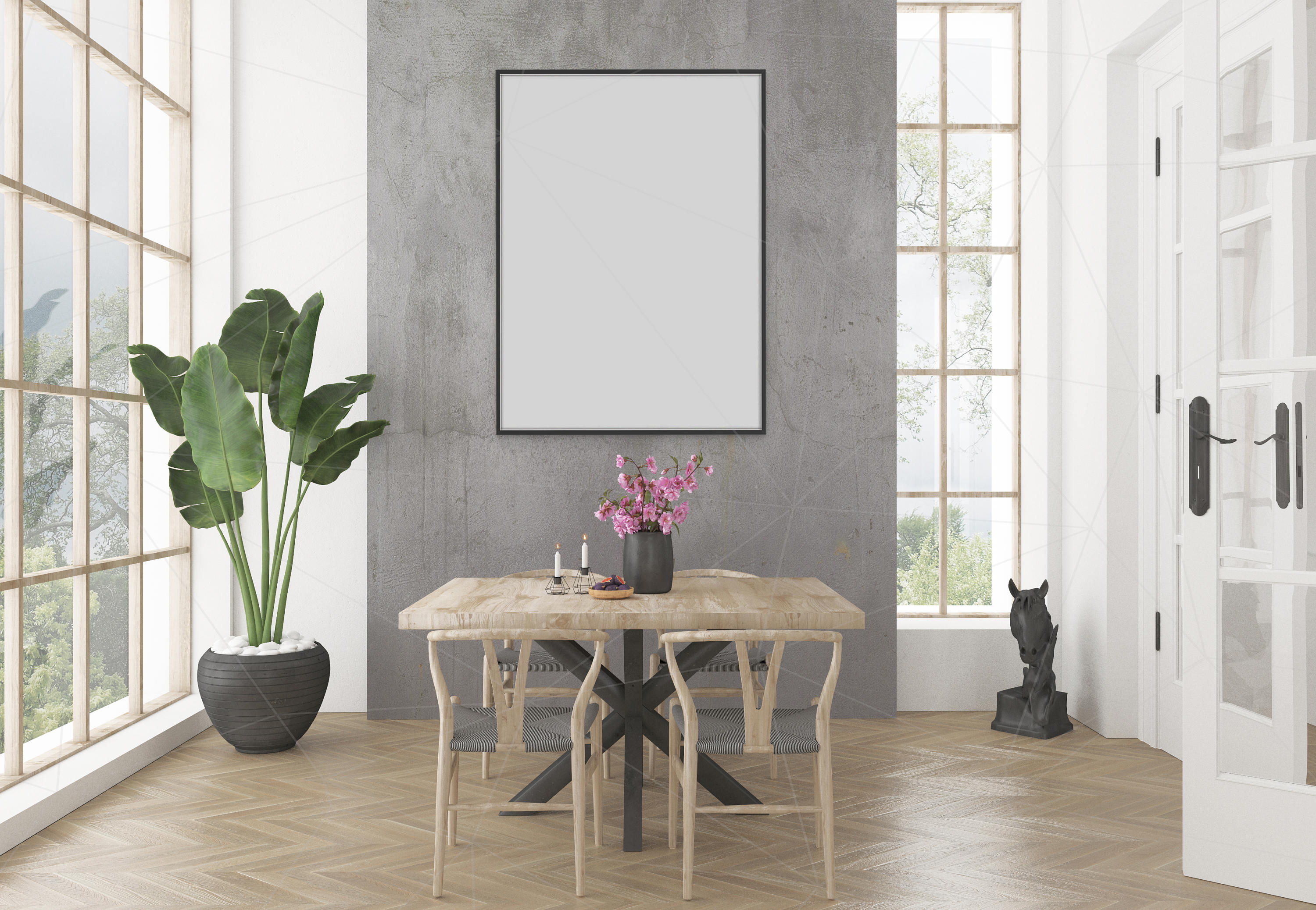 blank wall dining room decor