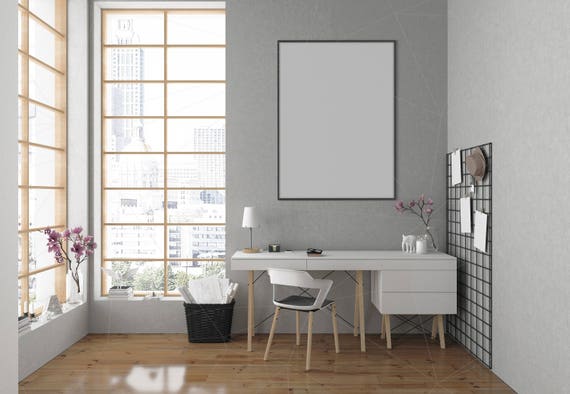 Download Blank Wall Mockup Black Frame Art Workspace Office Interior Etsy Yellowimages Mockups