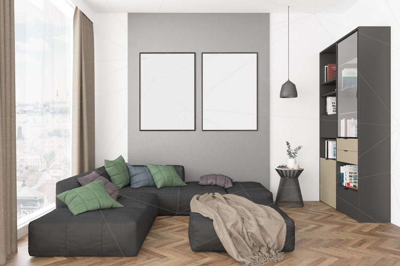 Download Art Collectibles Architectural Drawings Blank Wall Mockup Art Pink Living Room Interior Room Mockup Poster Artwork Canvas Scandinavian Design Nordic Red Couch Sofa