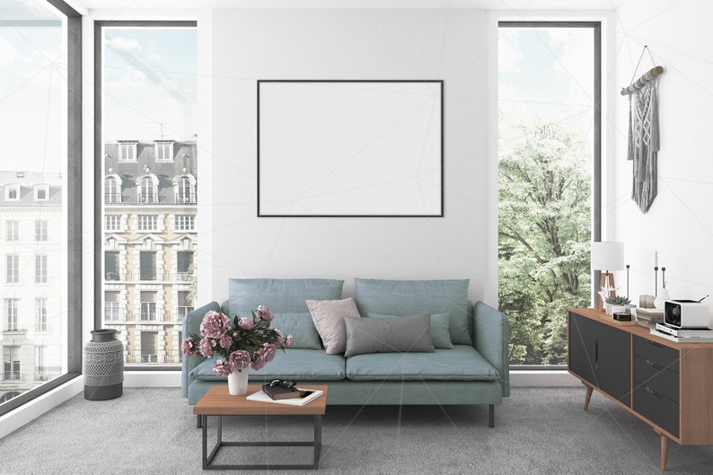 Blank Wall Mockup Art Pink Living Room Feminine Interior Room | Etsy