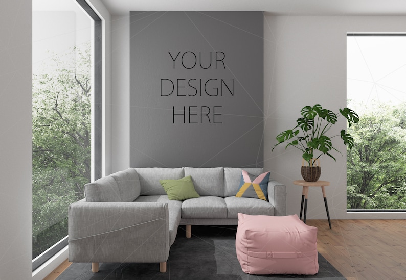 Pared en blanco Mockup Art Lounge interior sala de estar