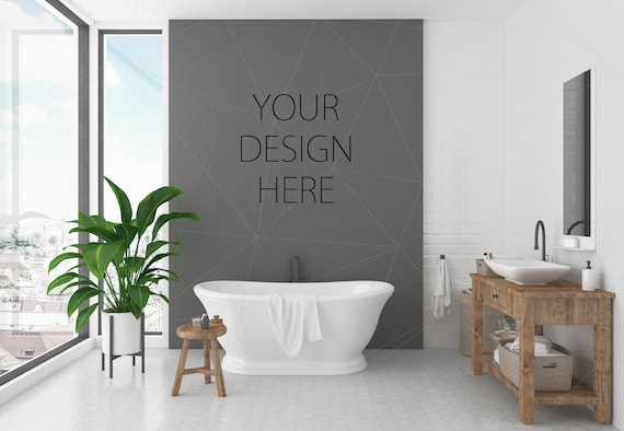 Download Blank Wall Mockup Art Interior Mockup Bathroom Mockup Poster Etsy