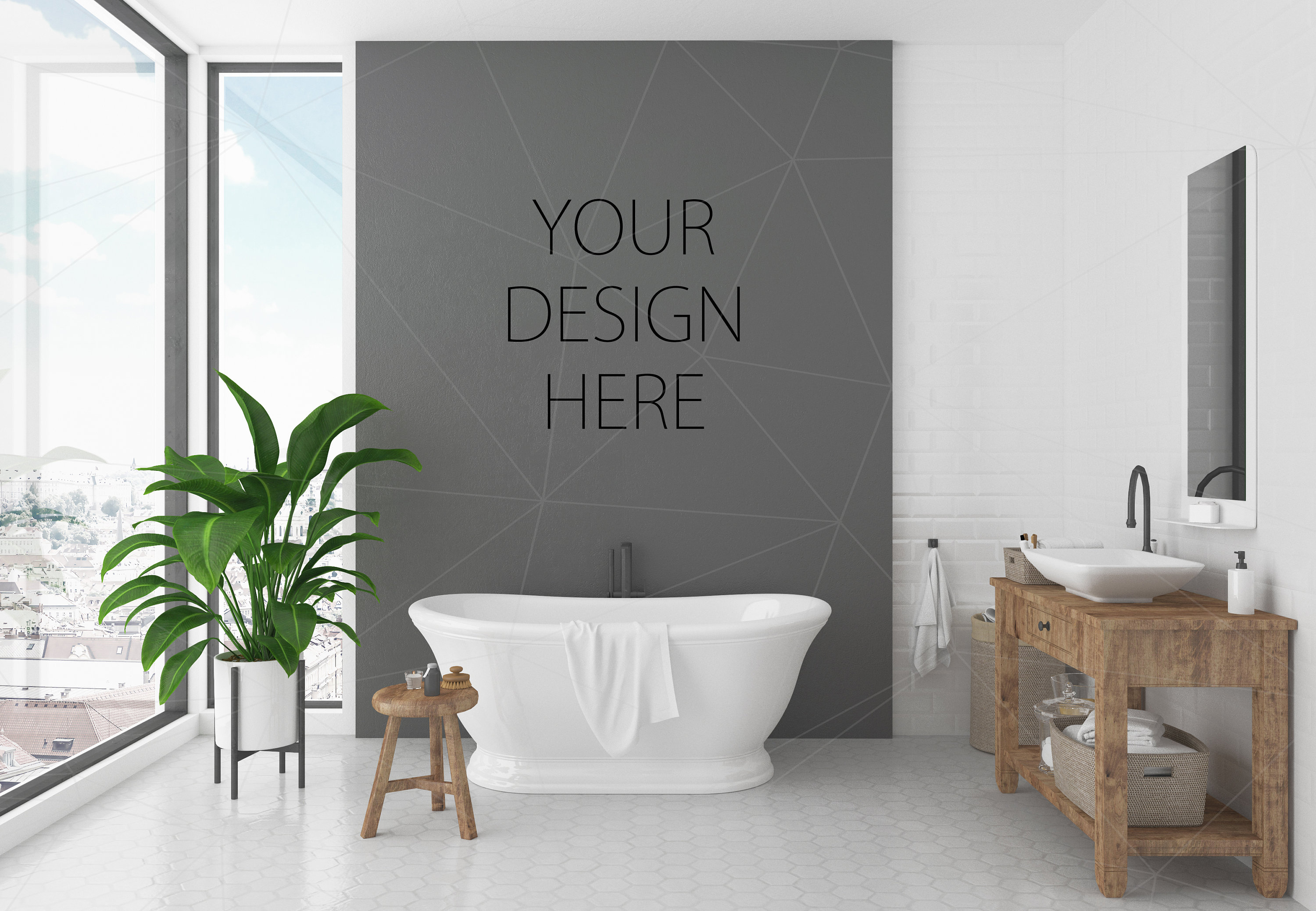 Download Blank Wall Mockup Art Interior Mockup Bathroom Mockup Poster | Etsy