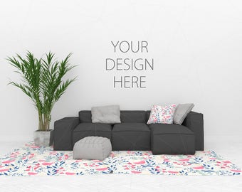 Blank Wall Mockup Black Frame Wall Art Living Room Interior Room Poster Desk Artwork Canvas White Interior Nordic Horizontal Vertical Frame