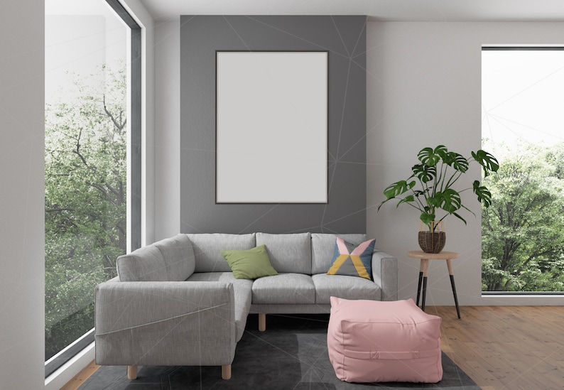 Download Blank Wall Mockup Art Lounge Interior Living Room Mockup | Etsy