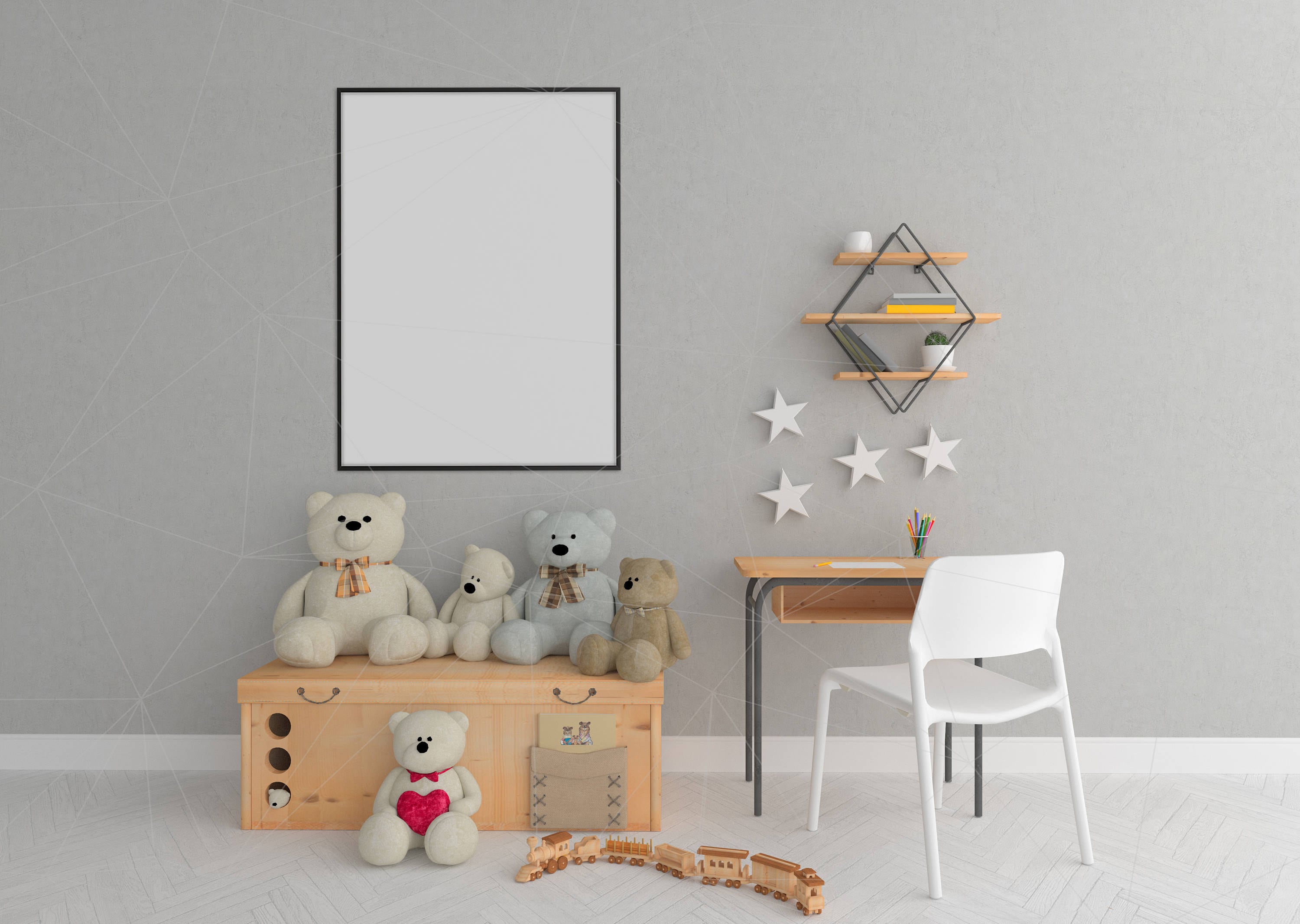 Download Blank Wall Mockup Black Frame Wall Art Nursery Interior Kids | Etsy