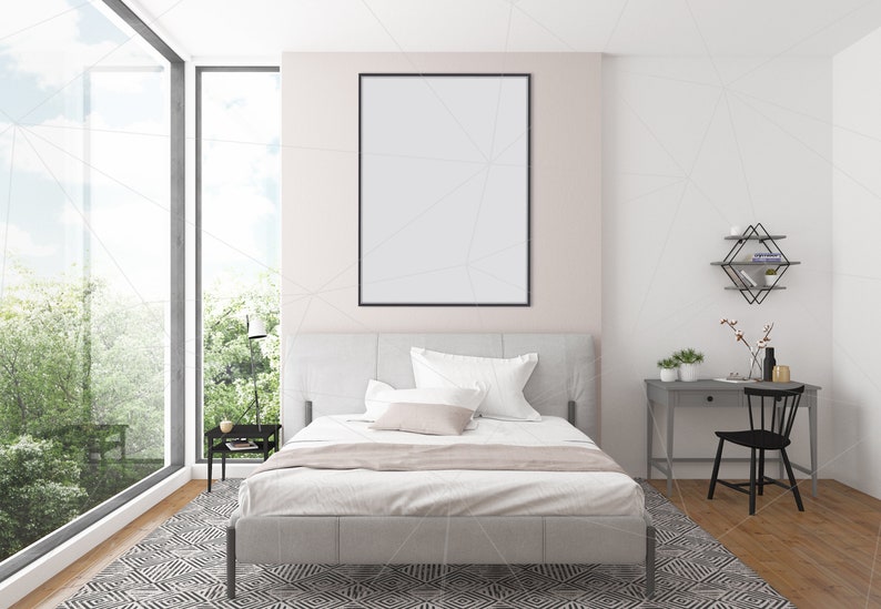 Blank Wall Mockup Art Pink Bedroom Feminine Interior Room | Etsy