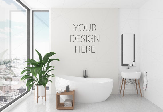 Blank Wall Mockup Art Interior Mockup Bathroom Mockup Poster Etsy