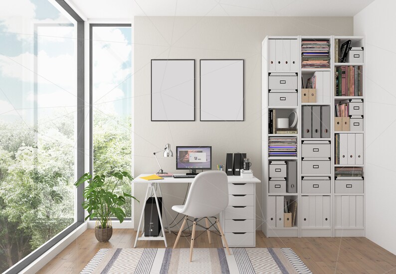 Download Blank Wall Mockup Art Home Office Workspace Interior Room | Etsy