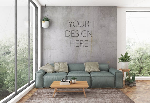 Blank Wall Mockup Art Lounge Interior Living Room Mockup Etsy