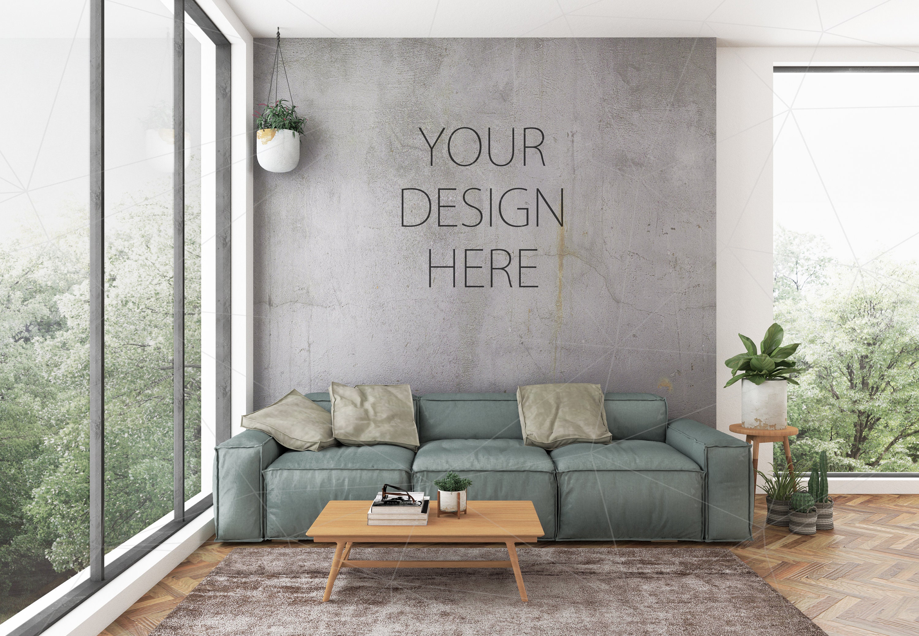 Blank Living Room Wall