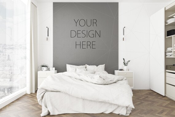 Blank Wall Mockup Art Bedroom Room Interior Room Mockup Poster Etsy