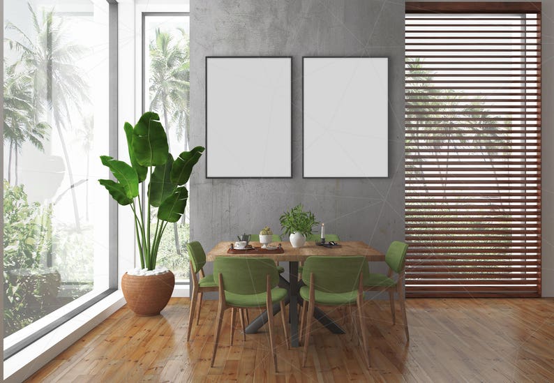Blank Wall Mockup Black Frame Art Lounge Interior Dining Room | Etsy