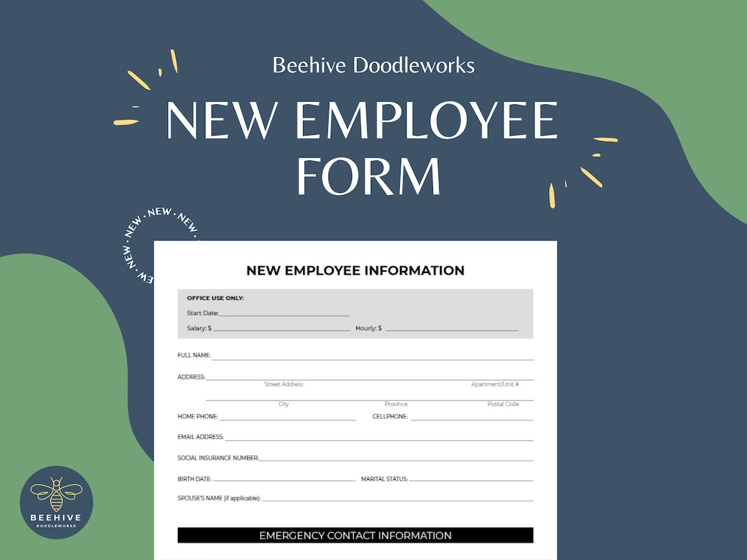 New Employee Form Fillable PDF Employee Information Instant Download