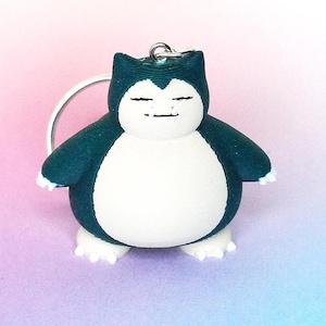 Snorlax Handmade 3D Printed Keychain, Charm, Videogame Figure, Retro Gift, Accessoire, Gamer Monster