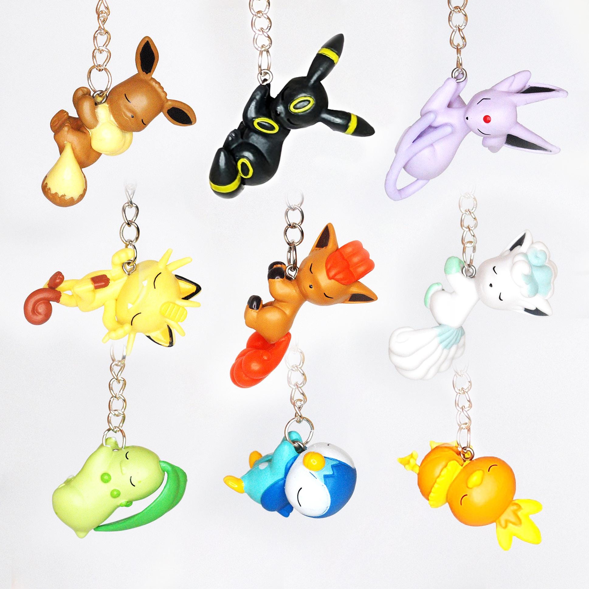 Handgemachter schlafender Monster Schlüsselanhänger Evoli Nachtara Psiana Mauzi Alola Vulpix Endivie Plinfa Flemmli Lanyard Charm Accessoire