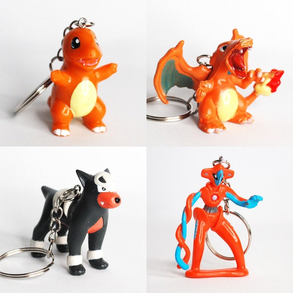 Vintage fait main Pokémon porte-clé Salamèche Dracaufeu Deoxys Houndour lanière charme jeu vidéo figure rétro cadeau Pokemon accessoire pendentif