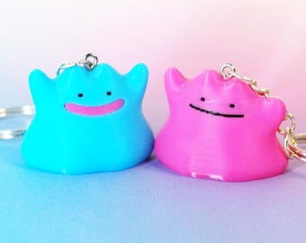 Chaveiro Ditto e Ditto Brilhante, Impresso em 3D e Feito à Mão, Presente para Gamers
