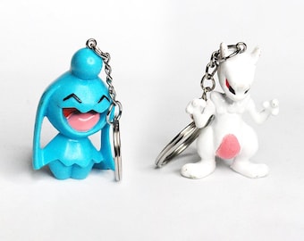 Handgemachter Vintage Schlüsselanhänger, Mewtwo Woingenau Isso, Lanyard Charm Videospiel Figur Retro Geschenk