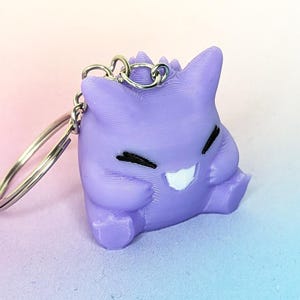 Gengar Handmade Cute Chibi 3D Printed Keychain, Mew Gengar Charmander Ditto, Charm, Videogame Figure, Retro Gift, Accessoire